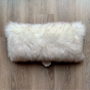 Threshold Faux Ultra Soft Fur Toss Throw Pillow White with Grey and Black 12x24”